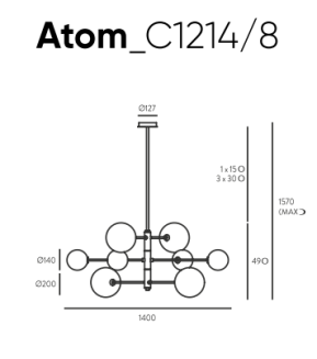 Lampa wisząca Aromas ATOM_C1214/8 - 3
