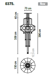 Lampa wisząca VIBIA WIREFLOW Chandelier 0375 - 3