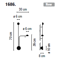 Kinkiet led Vibia PIN 1686 - 3