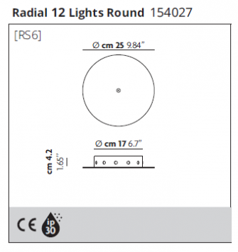 Lodes rozeta montażowa max  5- 12 źródeł światła R06L12 2000 CZARNY 