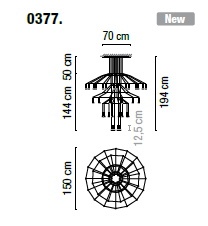 Lampa wisząca led VIBIA WIREFLOW Chandelier 0377 - 2