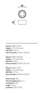 Lampa sufitowa CHORS Beep ON natynkowa LED - 2