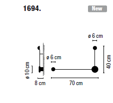 Kinkiet led Vibia PIN 1694 - 4