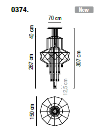 Lampa wisząca VIBIA WIREFLOW Chandelier 0374 - 3