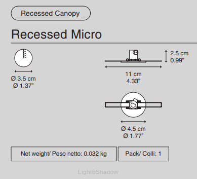 Lodes -  rozeta montażowa pojedyncza  wpuszczana Recessed Micro